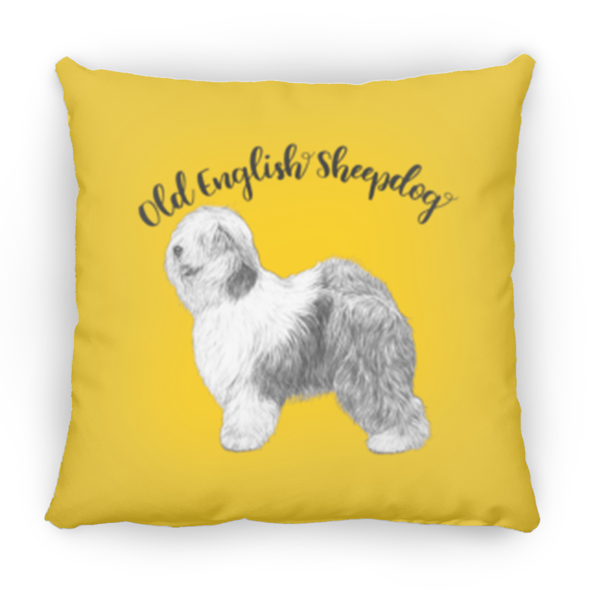 Silhouette Old English Sheepdog Throw Pillow, 16"x16"