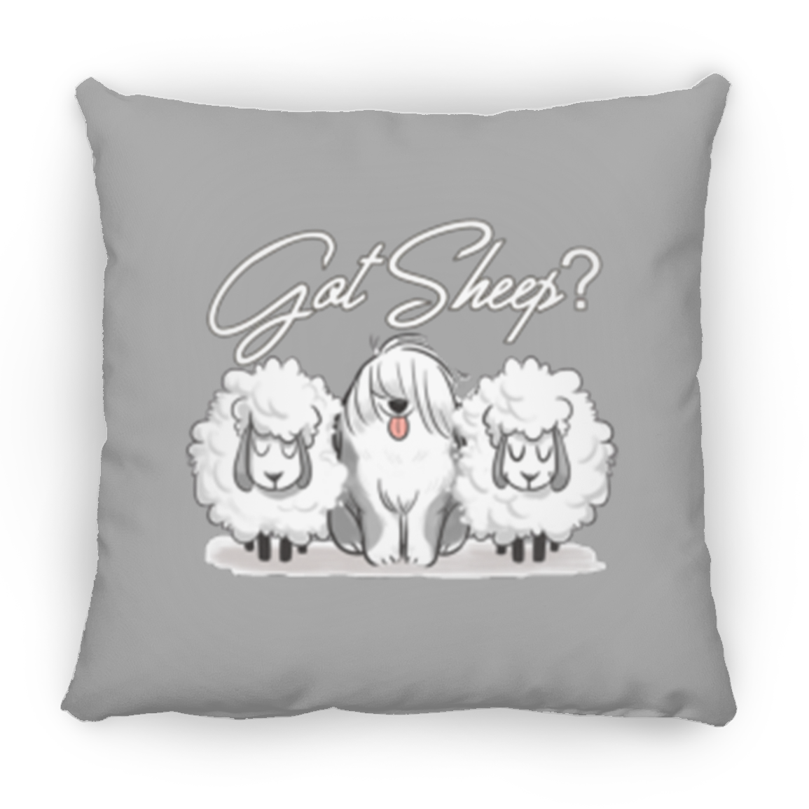 Got Sheep, with Sheep Throw Pillow, 16"x16", Old English Sheepdog