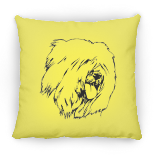 Old English Sheepdog Head Shot Throw Pillow, 16"x16"