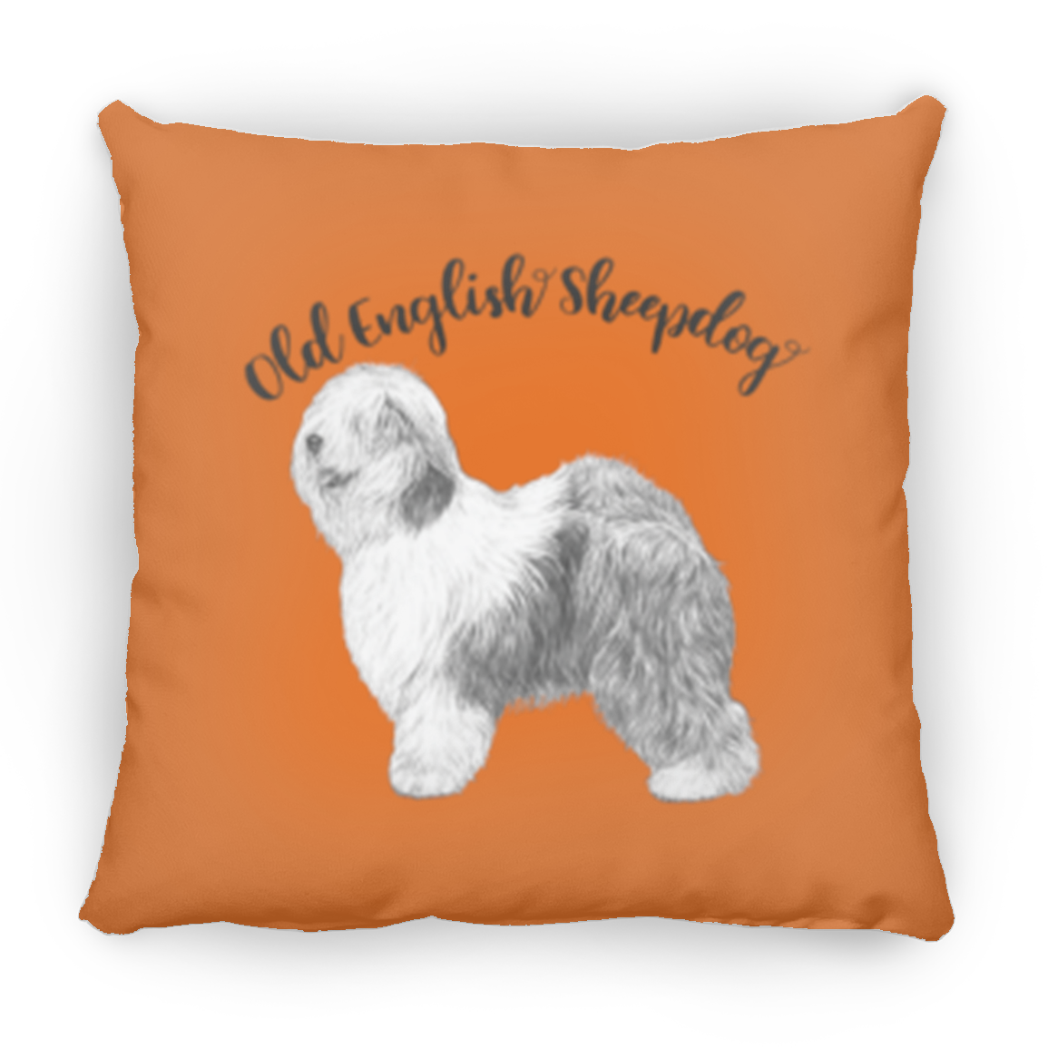 Silhouette Old English Sheepdog Throw Pillow, 16"x16"