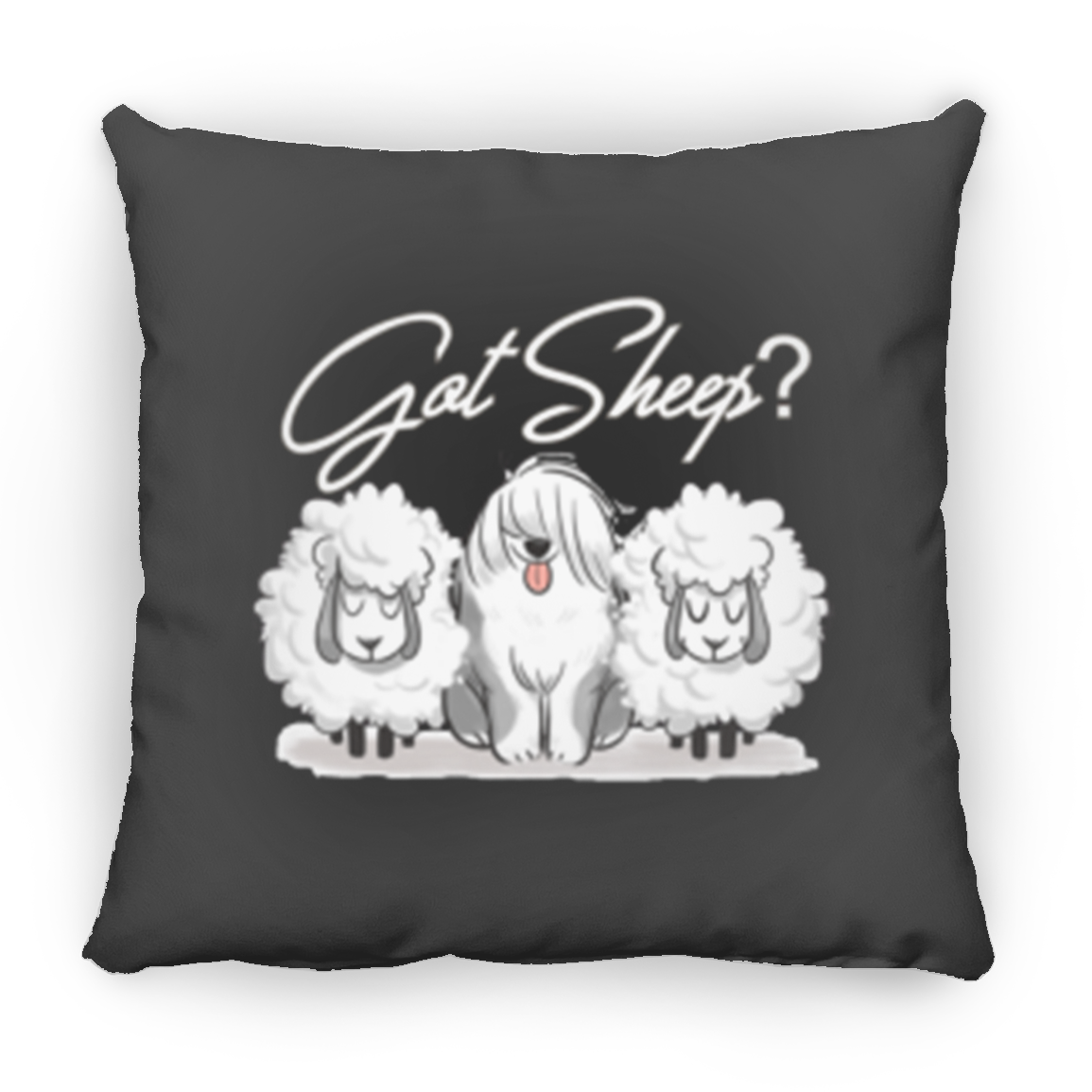 Got Sheep, with Sheep Throw Pillow, 16"x16", Old English Sheepdog