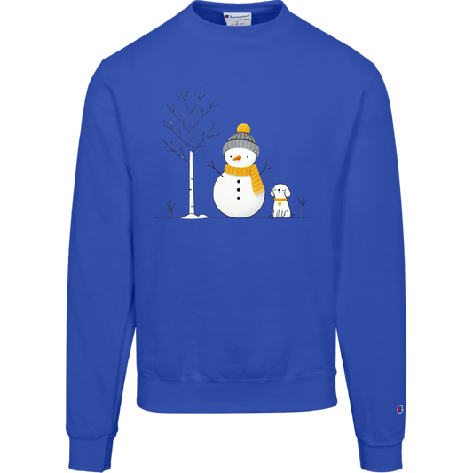 Christmas Snowman and Dog, Unisex, Champion Crewneck Sweatshirt