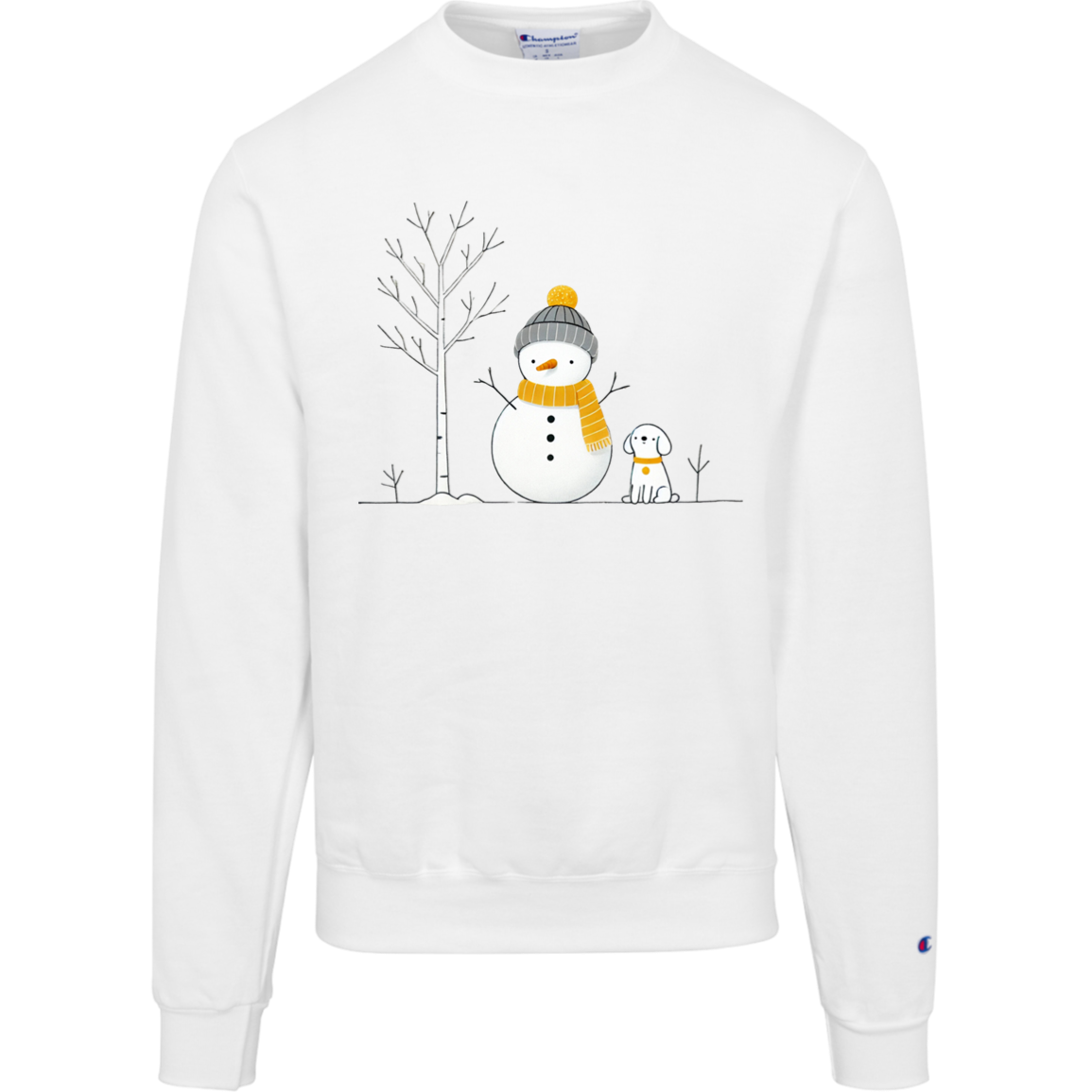 Christmas Snowman and Dog, Unisex, Champion Crewneck Sweatshirt