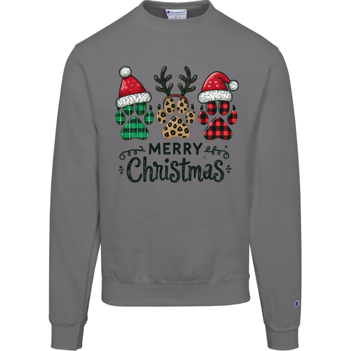 Pet Christmas Shirt, Merry Pawsmas, Champion Crewneck Sweatshirt