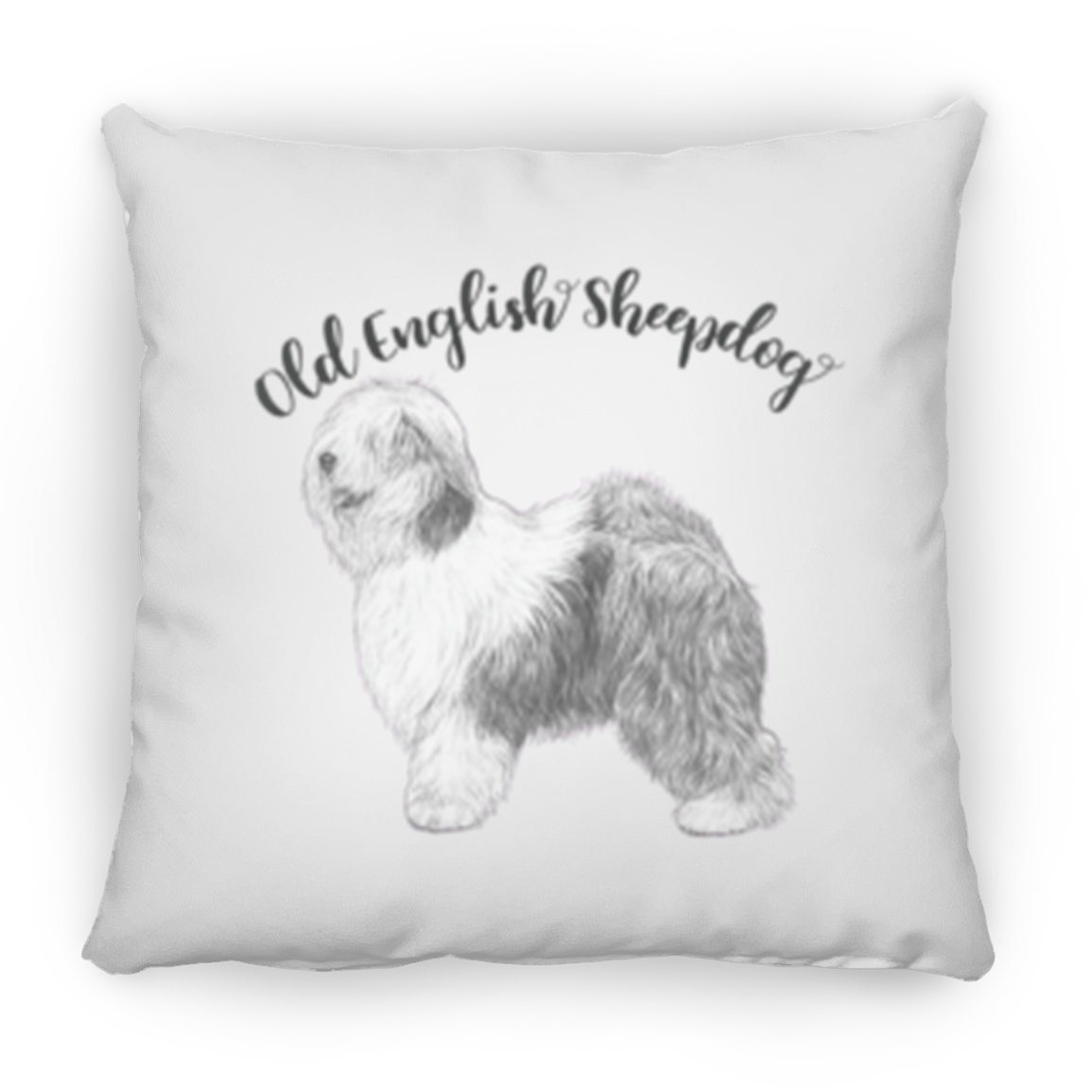 Silhouette Old English Sheepdog Throw Pillow, 16"x16"