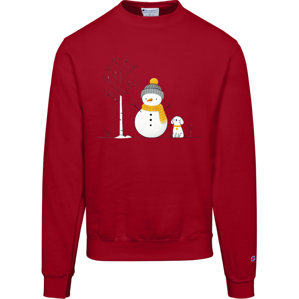 Christmas Snowman and Dog, Unisex, Champion Crewneck Sweatshirt