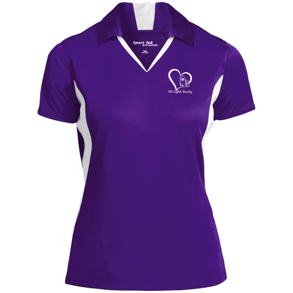 Old English Sheepdog Heart, Women's, Performance Polo