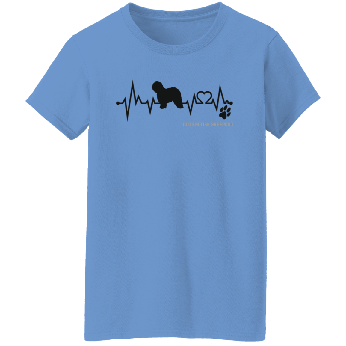 Old English Sheepdog Heartbeat, Unisex, Cotton/Polyester T-Shirt