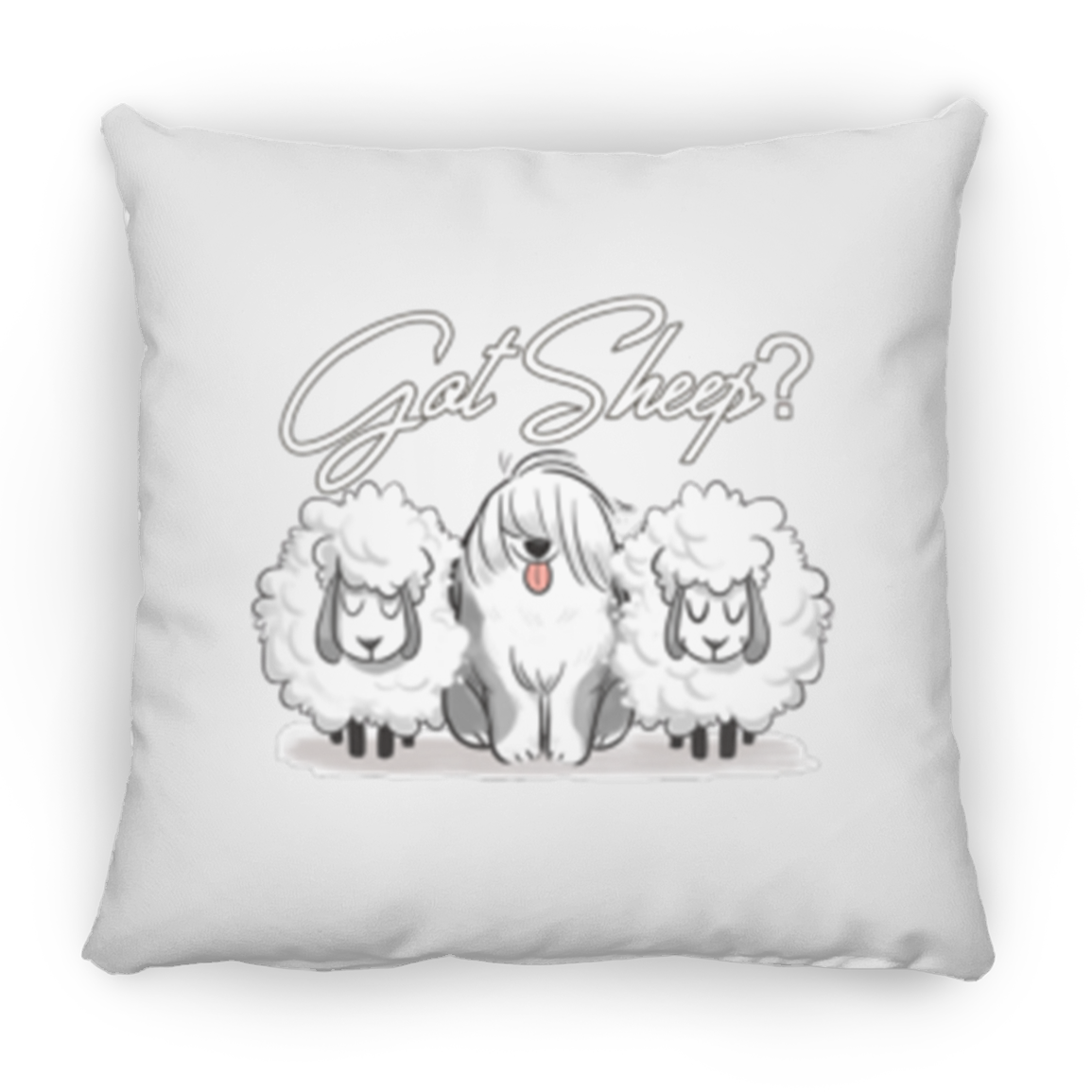 Got Sheep, with Sheep Throw Pillow, 16"x16", Old English Sheepdog