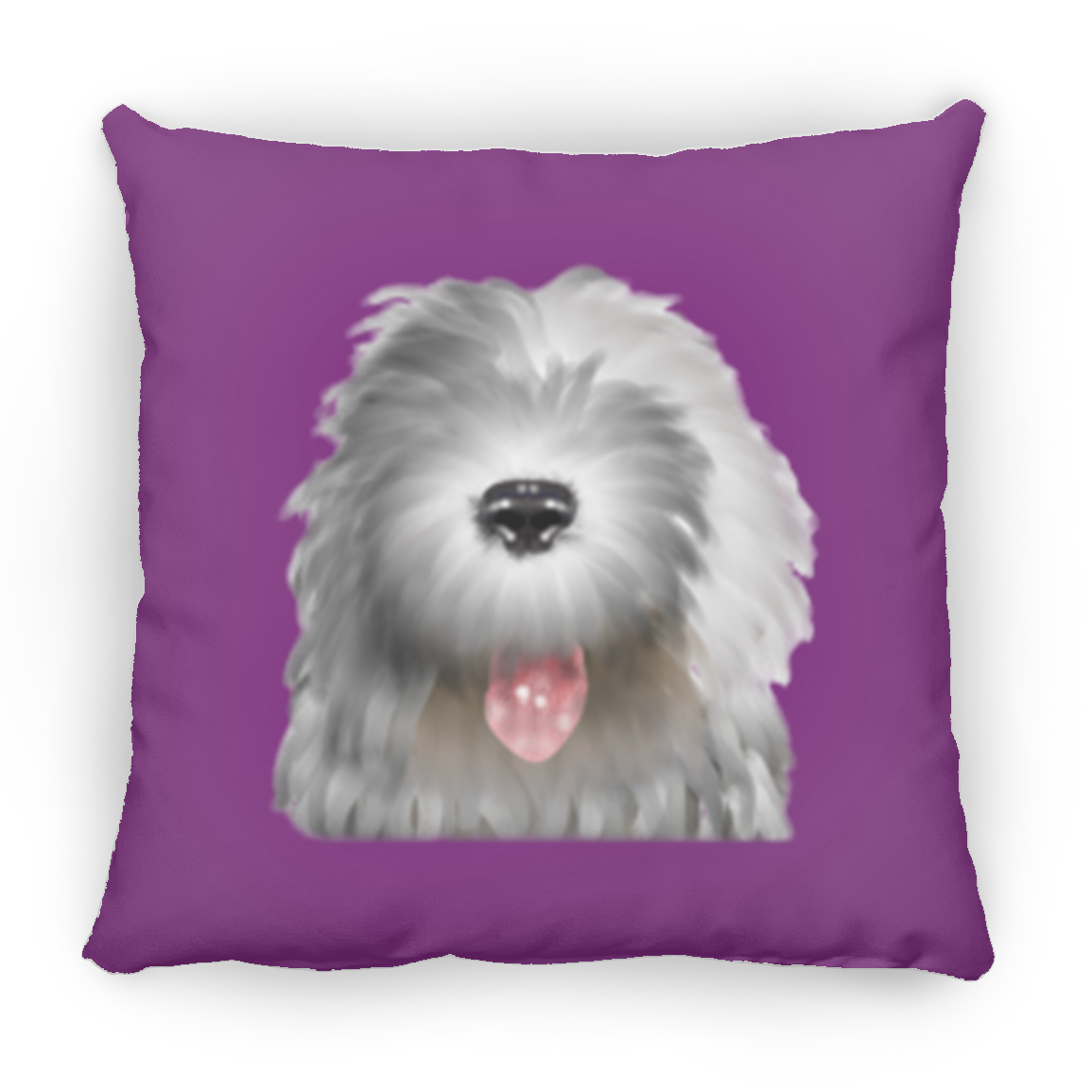 The Nose, Old English Sheepdog Throw Pillow, 16"x16"