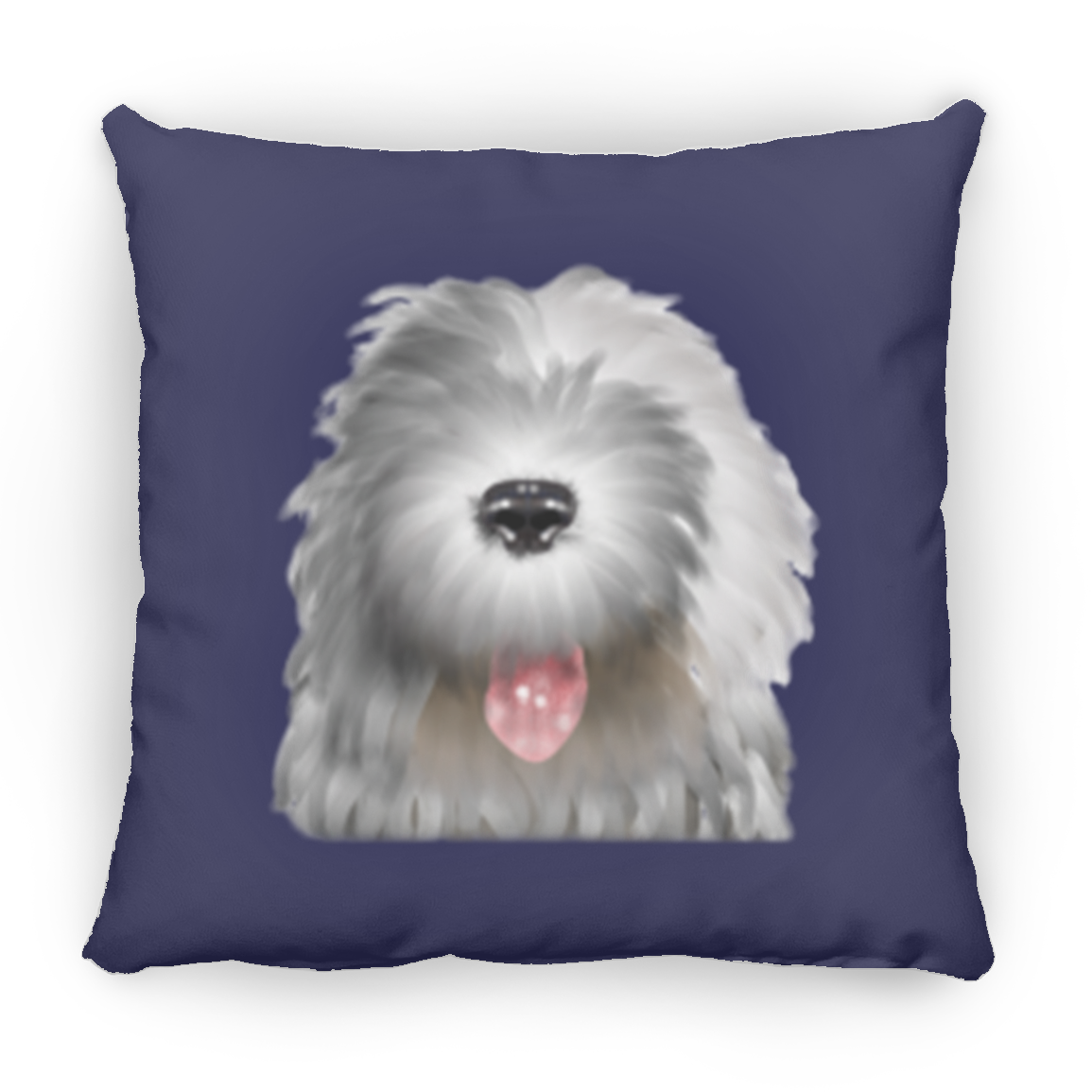 The Nose, Old English Sheepdog Throw Pillow, 16"x16"