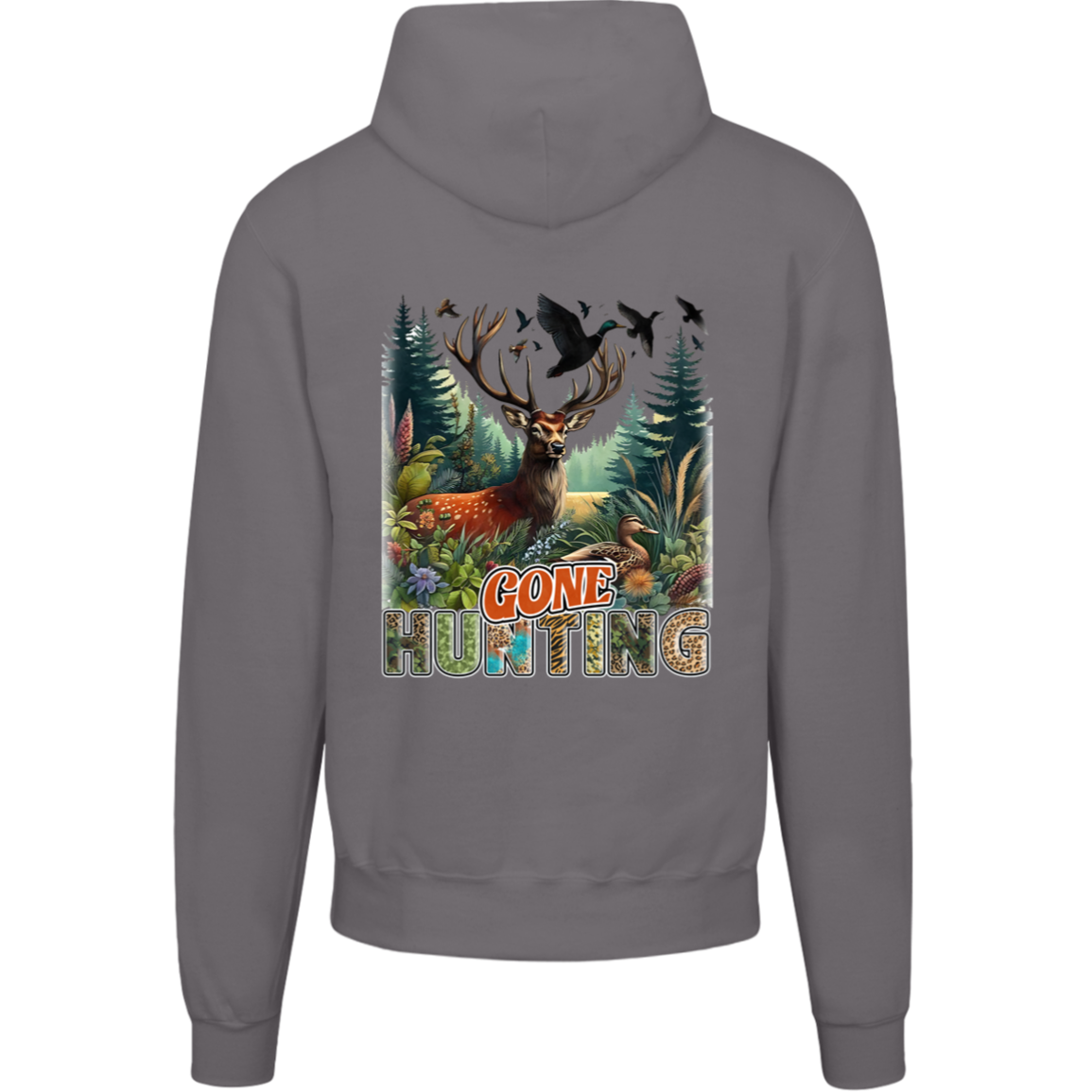 Hunter's Hoodie, Front and Back Hunting Graphic, Champion Hoodie