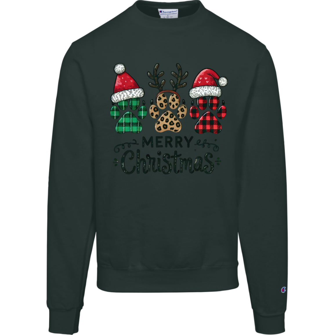 Pet Christmas Shirt, Merry Pawsmas, Champion Crewneck Sweatshirt