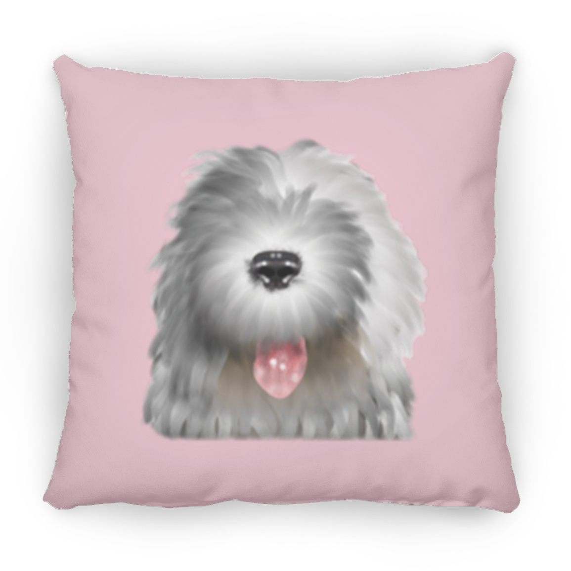 The Nose, Old English Sheepdog Throw Pillow, 16"x16"