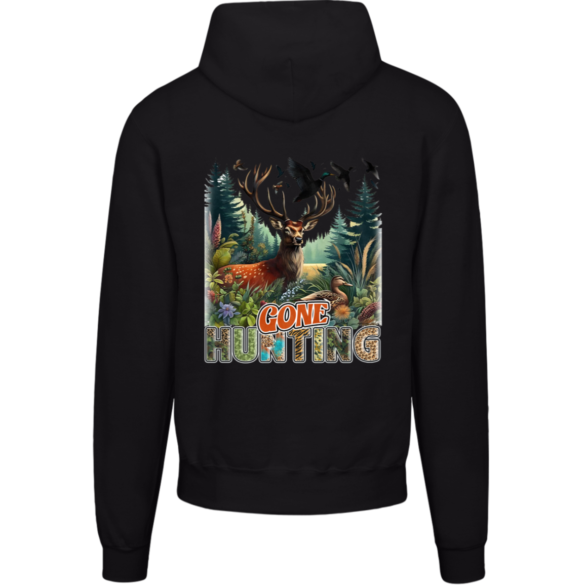 Hunter's Hoodie, Front and Back Hunting Graphic, Champion Hoodie