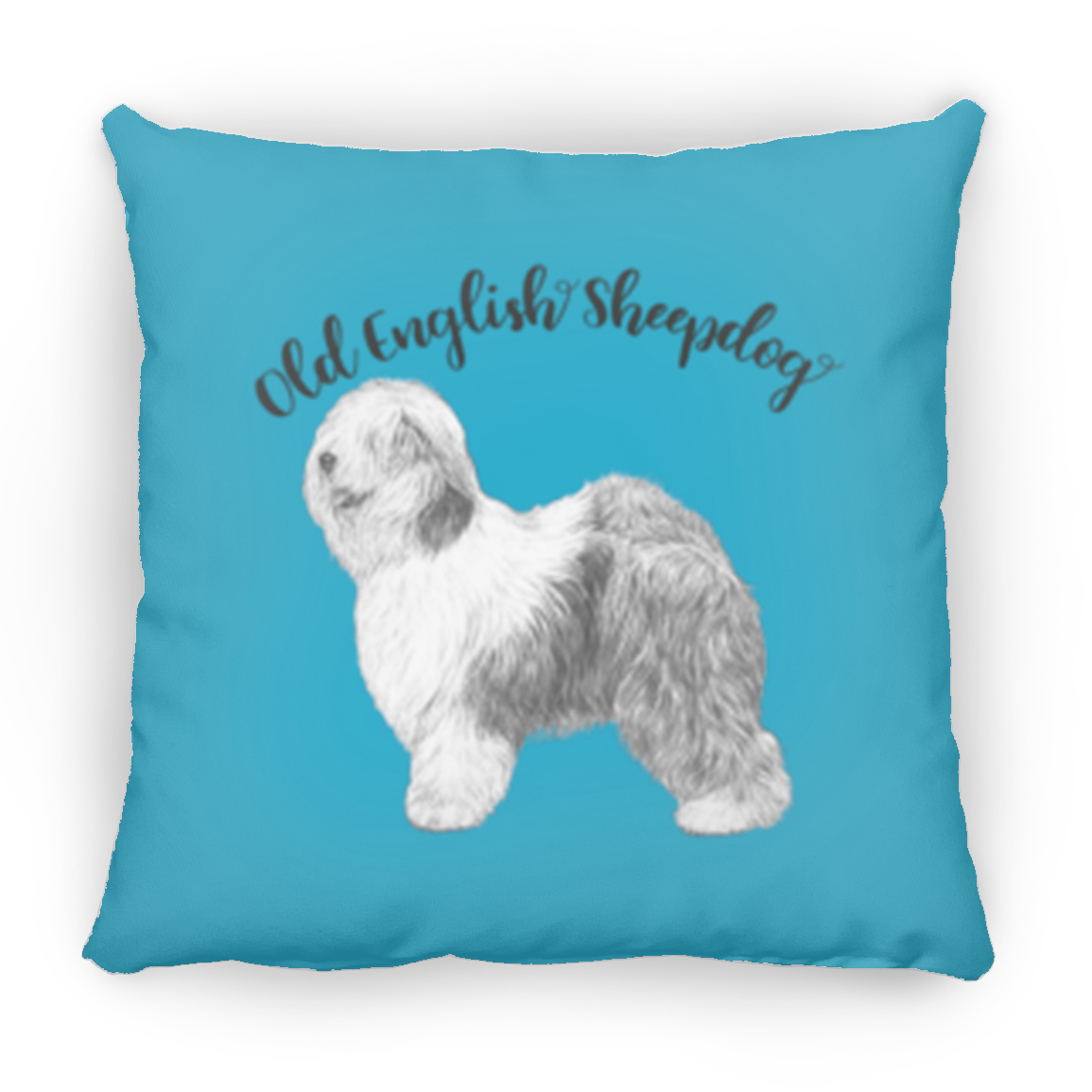 Silhouette Old English Sheepdog Throw Pillow, 16"x16"