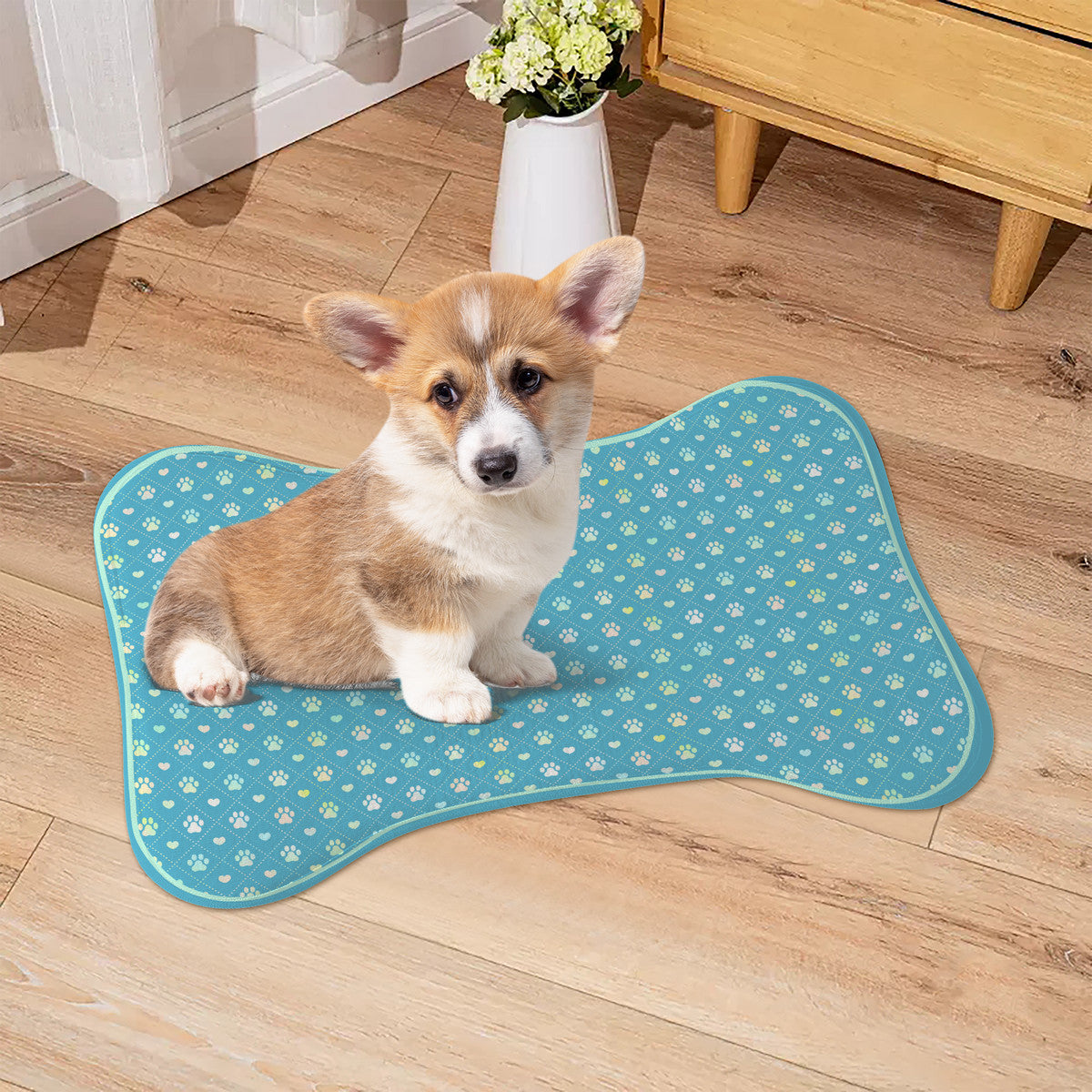 Teal Blue Big Paws Pet Rug