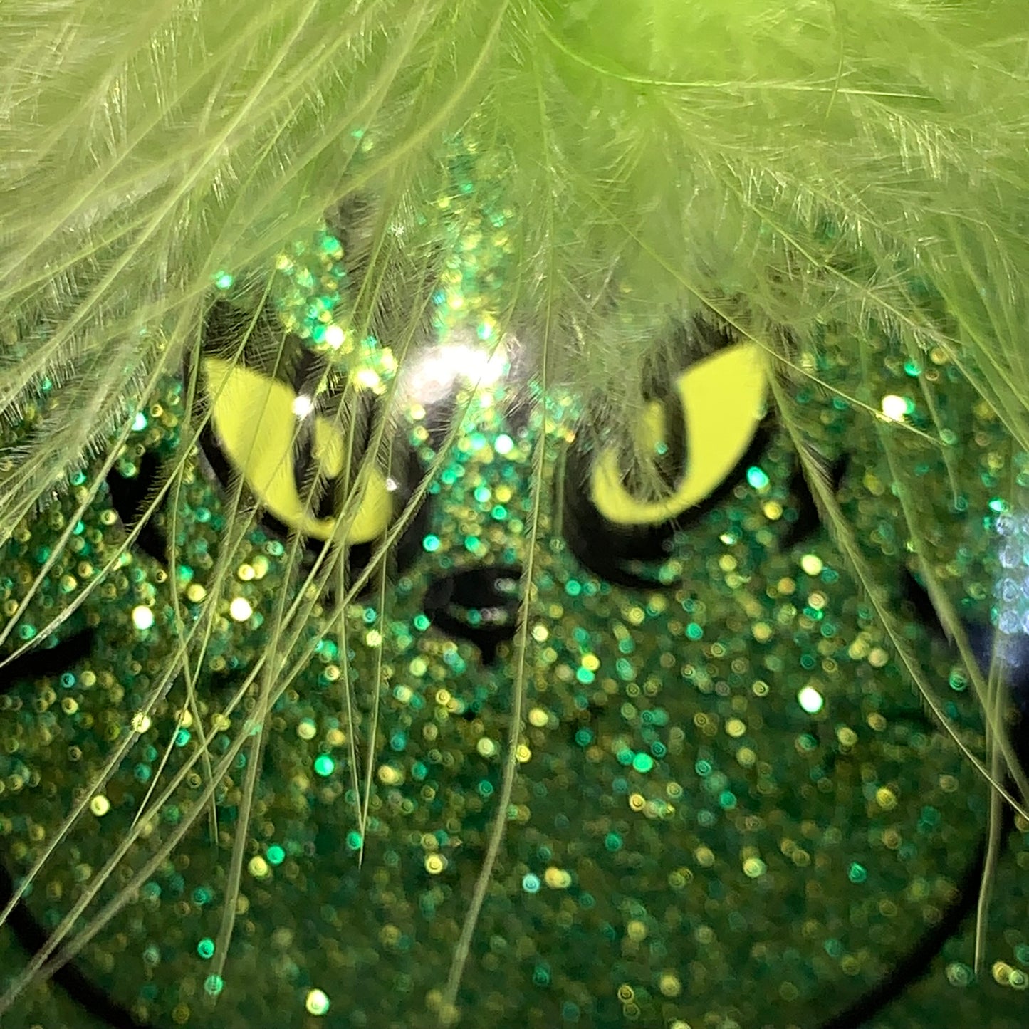 Oh Those Grinchie Eyes and Smirky Smile and Green Hair Handmade Glass Ornament