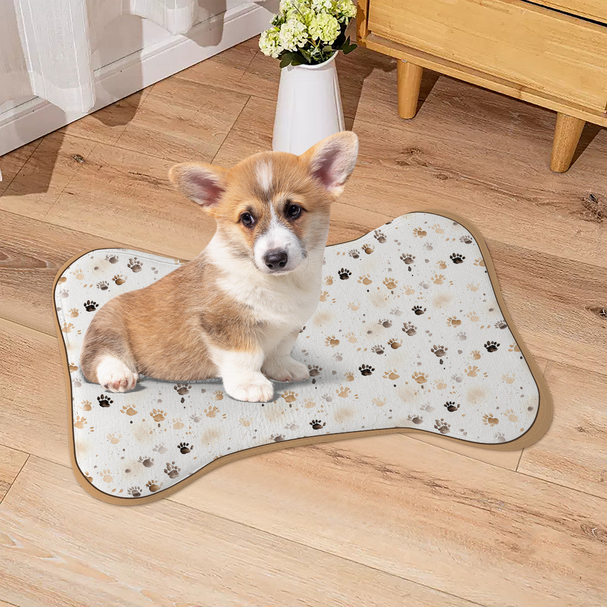 Water Colored Paw Prints - Dog Bone Rug