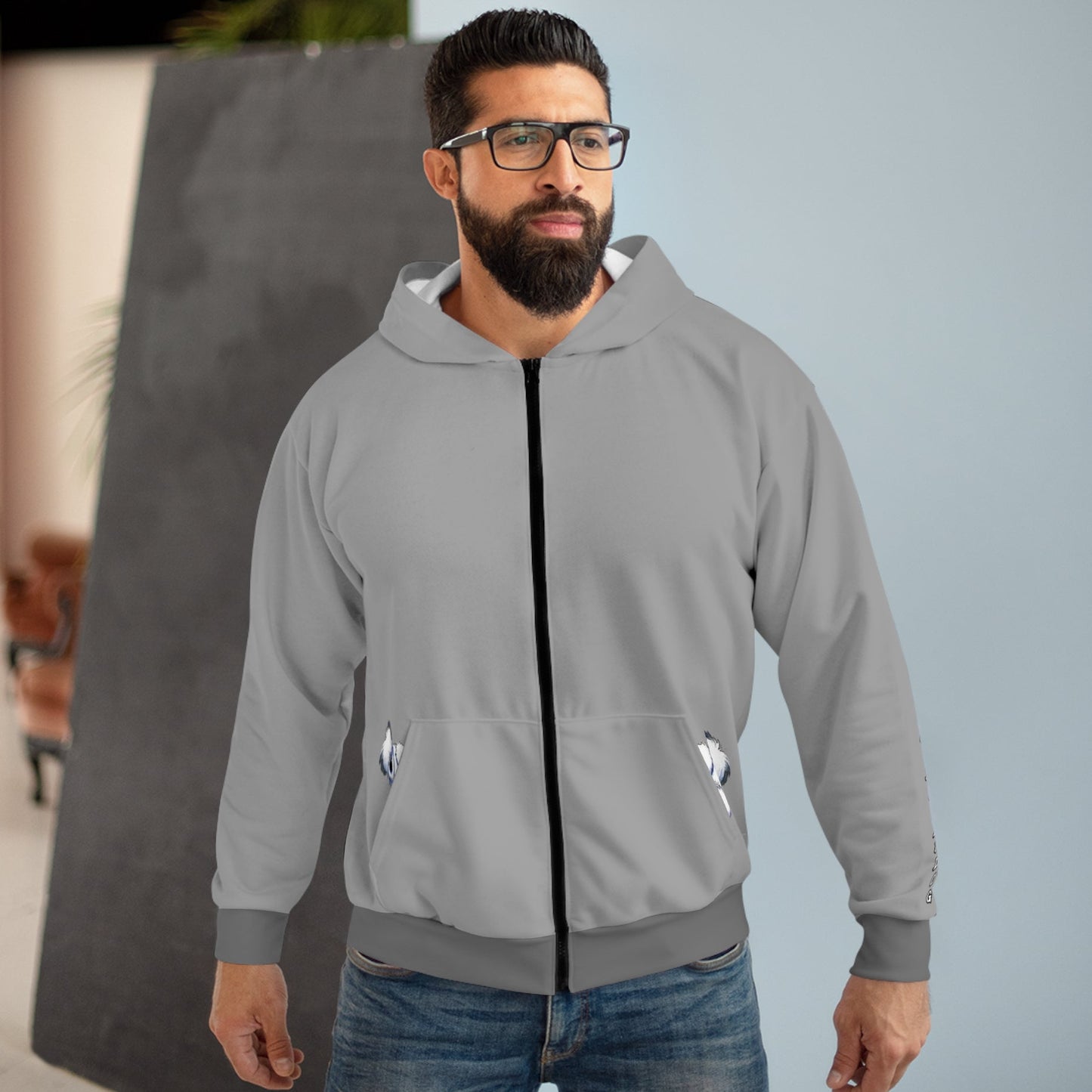 I Herd You, Old English Sheepdog Zipped Hoodie, with Peeping Sheepie Pockets, Heavy Hoodie