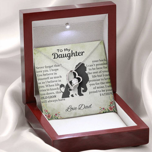 Gift for Daughter, Dad's Gift to Daughter, Necklace for Daughter, From Dad, Gift for Daughter Old Lions Message to His Cub