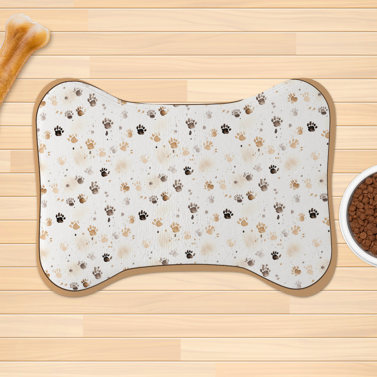 Water Colored Paw Prints - Dog Bone Rug