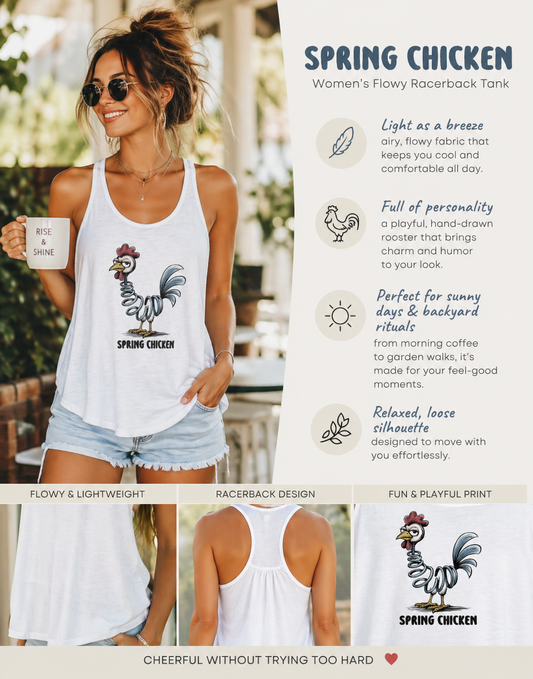 Spring Chicken Tank Top —  Women's Flowy Racer Back Tank Top