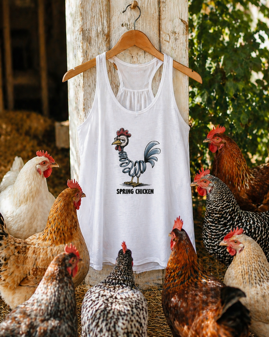Spring Chicken Tank Top —  Women's Flowy Racer Back Tank Top