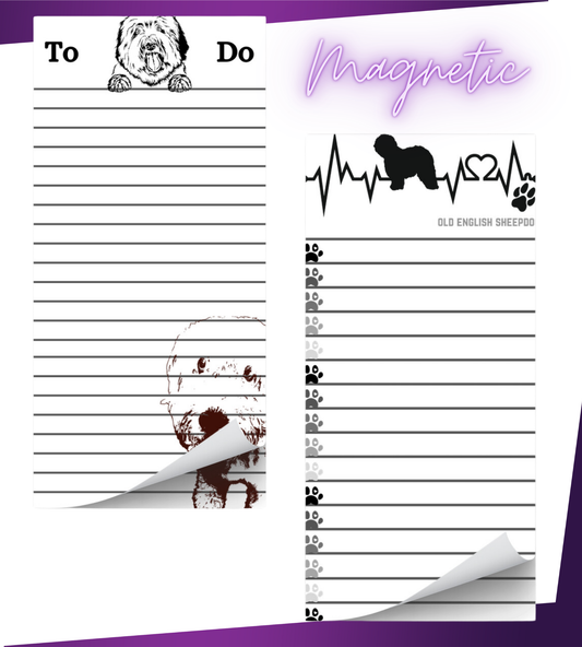 Old English Sheepdog Magnetic Notepad