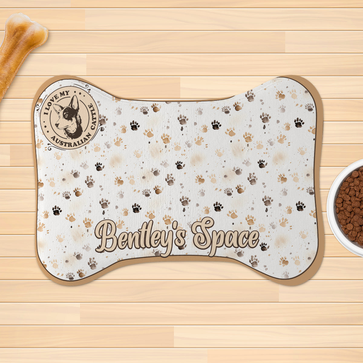 Water Colored Paw Prints - Dog Bone Rug - Personalized