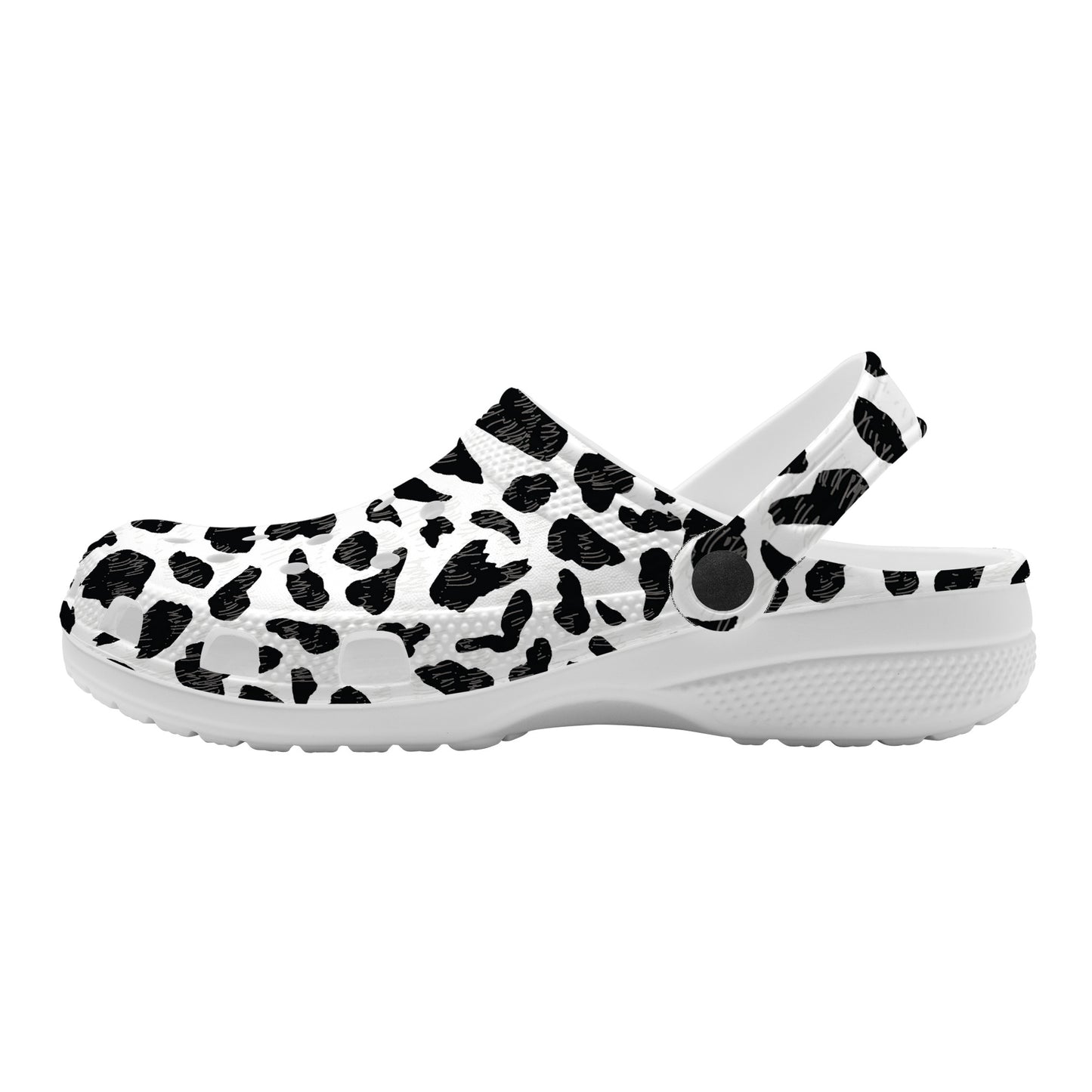 Clogs Animal Print, Slide-On's Cow Hide, Black and White