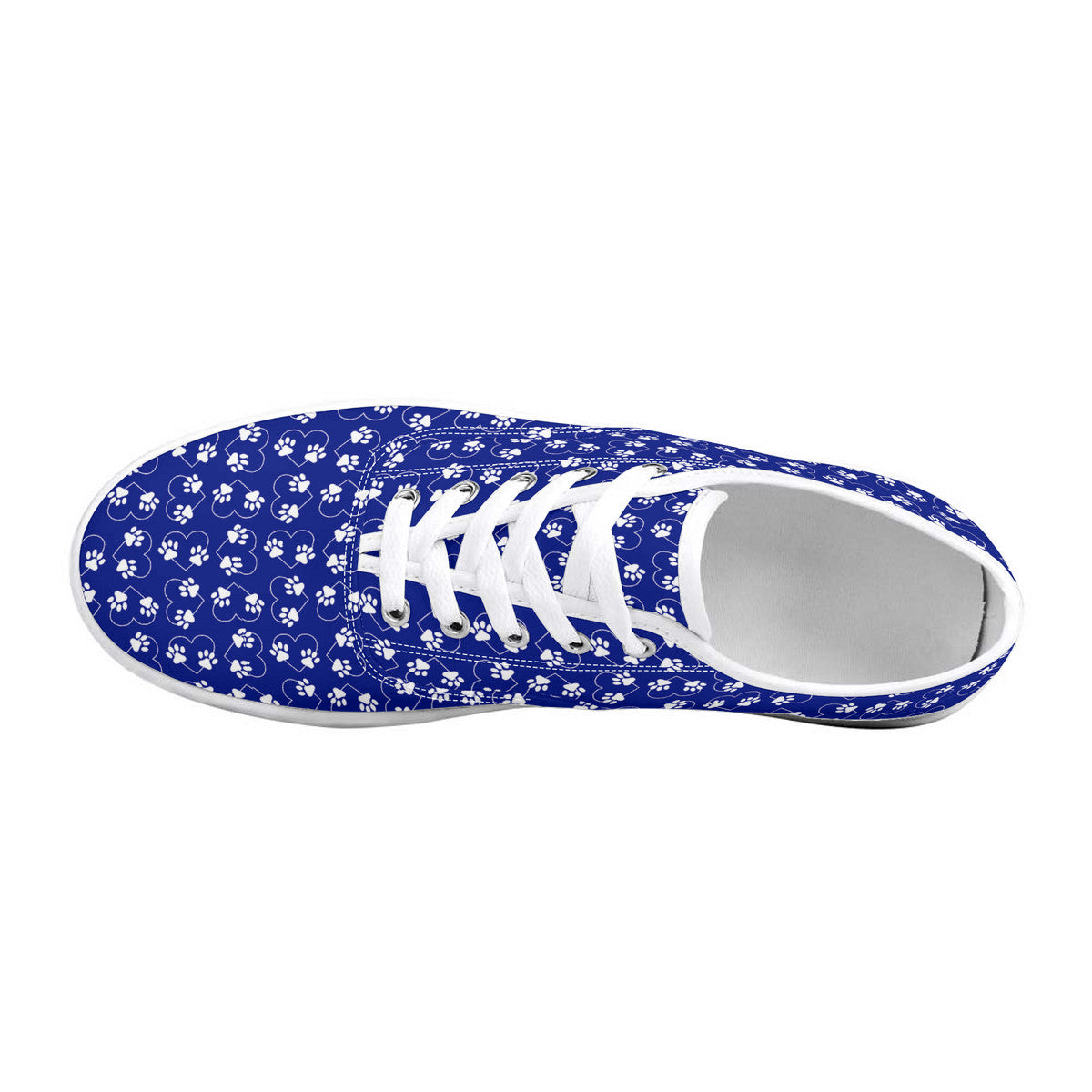 Sneakers, Blue Paw Prints with Hearts