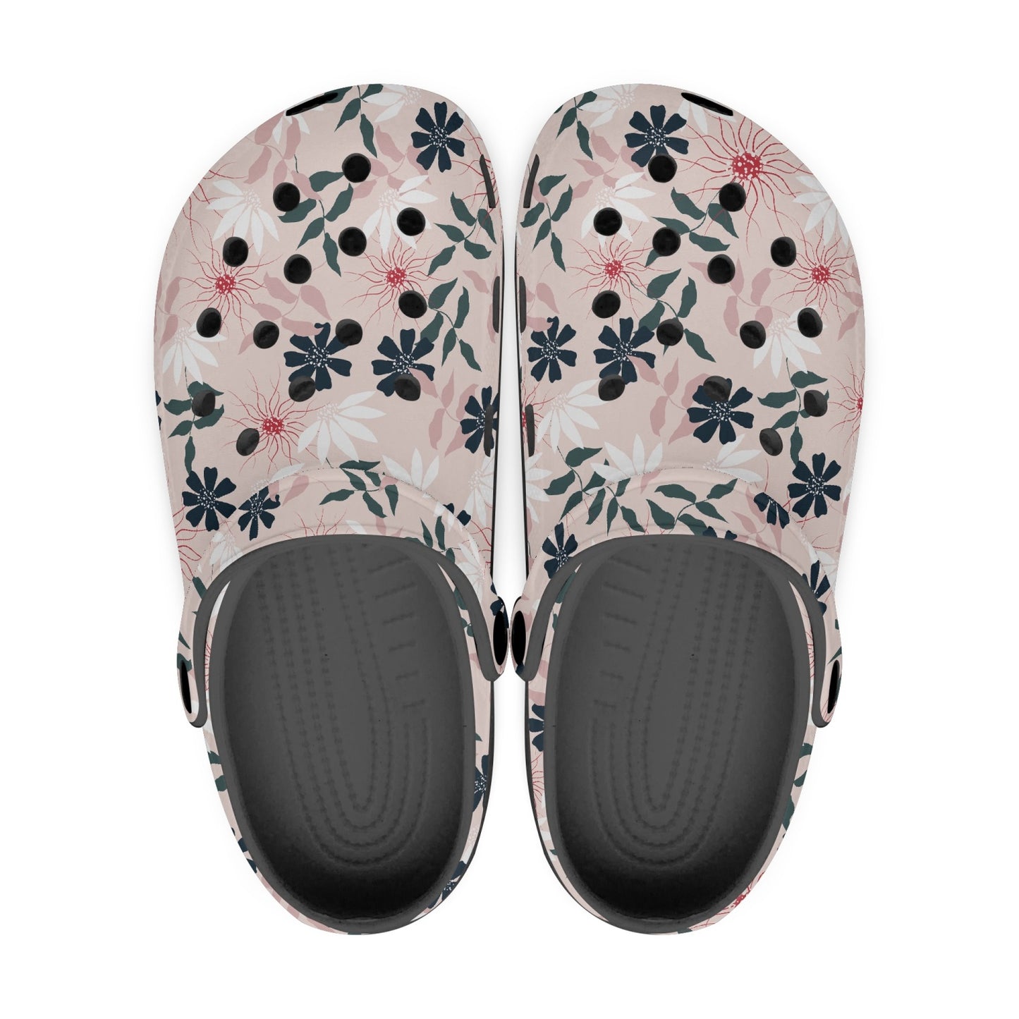 Floral, Pale Pinks and Black Soles