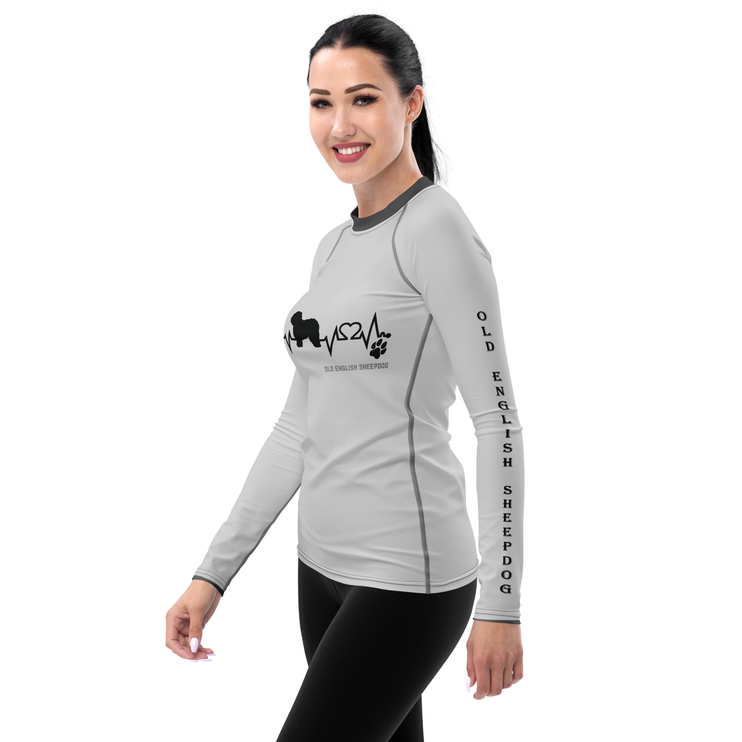 Ladies Activewear Long, Old English Sheepdog Heartbeat