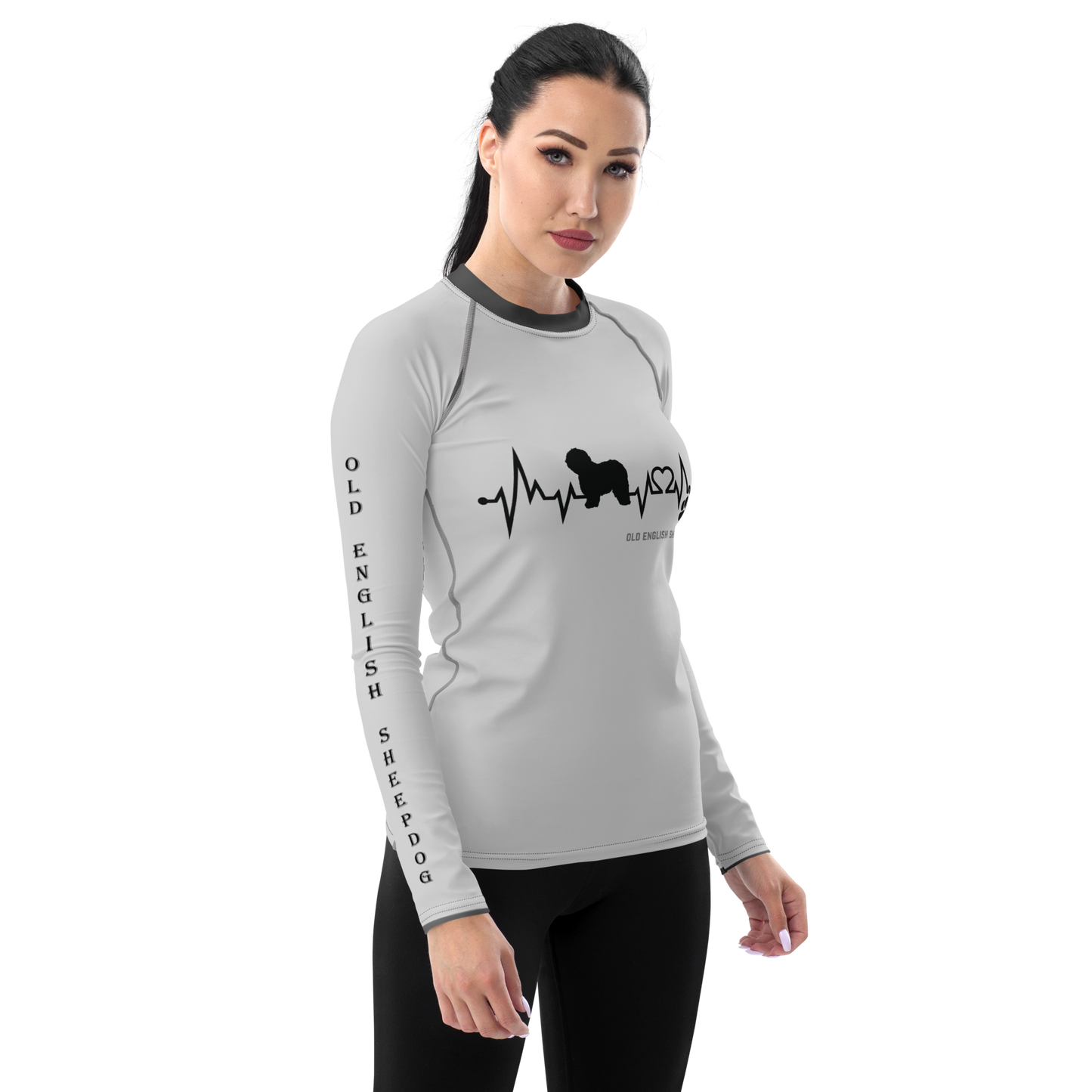 Ladies Activewear Long, Old English Sheepdog Heartbeat