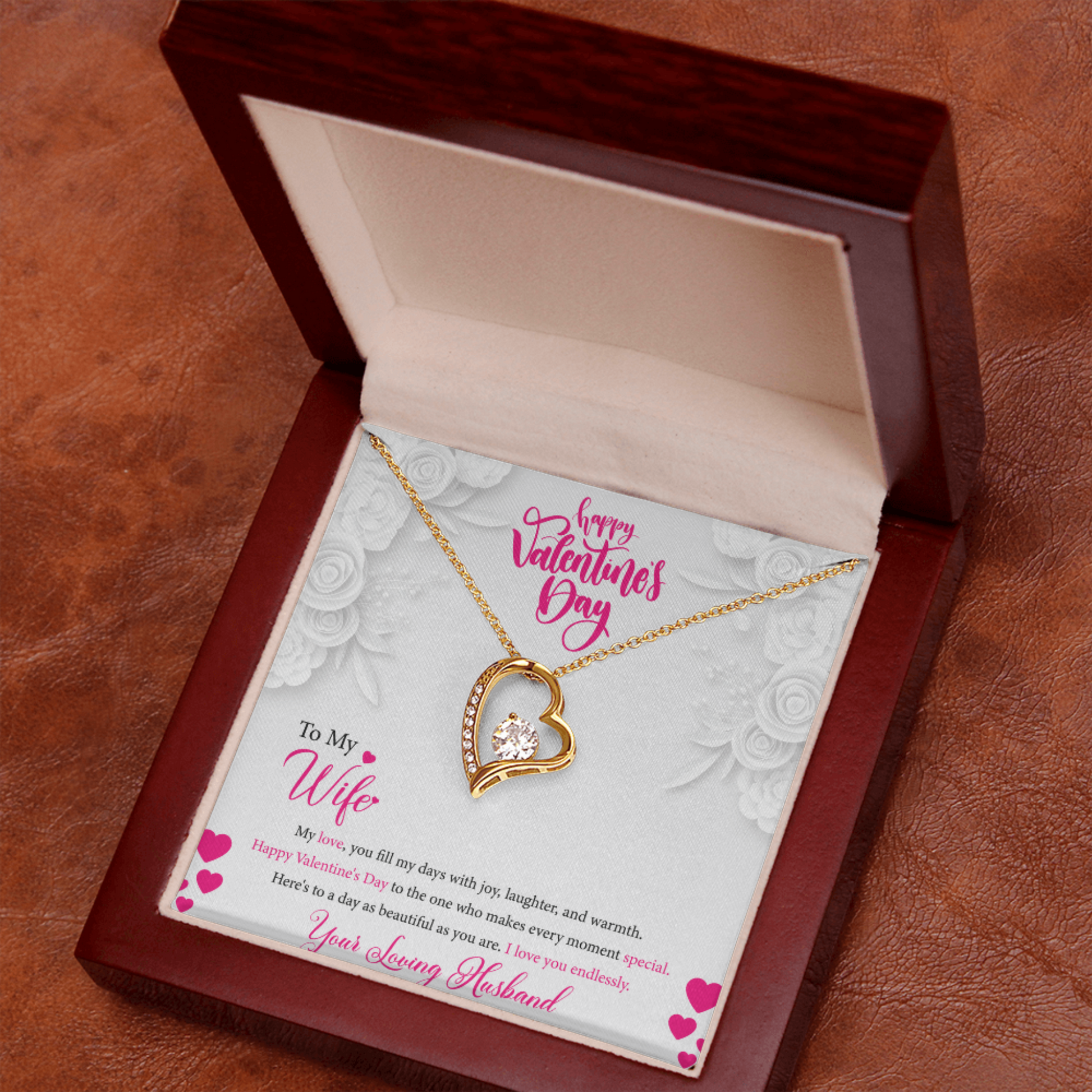 Valentine's necklace with message card