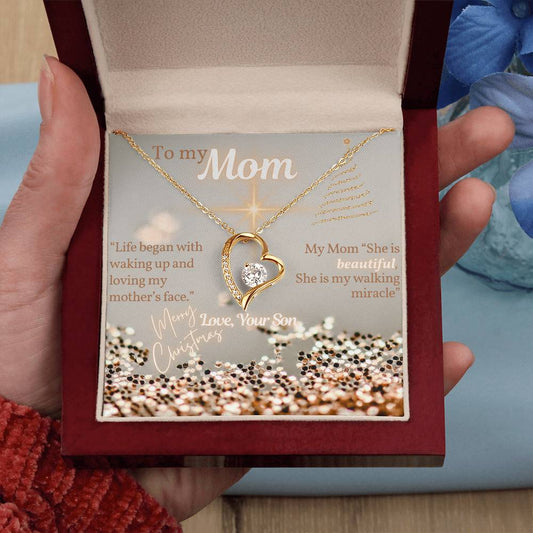 Gift for Mom, Christmas Gift From Son to Mom, Necklace with Message Card, Words from Son to Mom, My Mom is Beautiful, Love Your Son