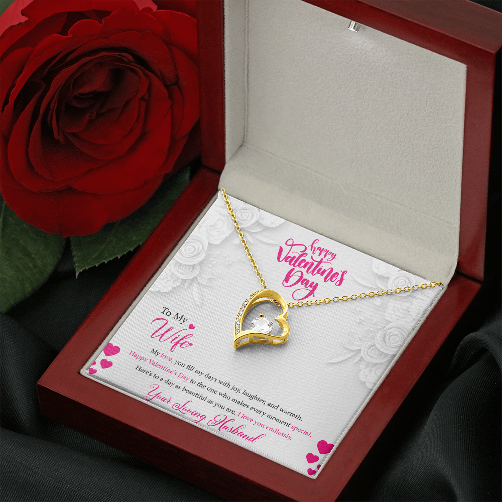 To My Wife, My Valentine, Valentines Day Gift For Wife, Heart Pendant Necklace, Heart Necklace with Message Card