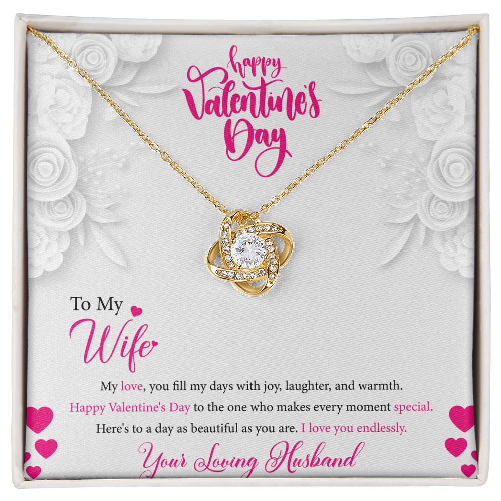 To My Wife, My Valentine, Valentines Day Gift For Wife, Love Knot Pendant Necklace, Love Knot Necklace with Message Card for Wife