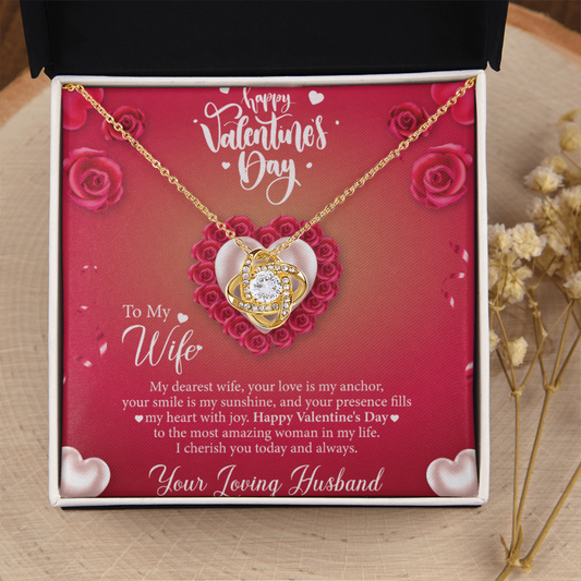 Valentine necklace to wife from husband with message