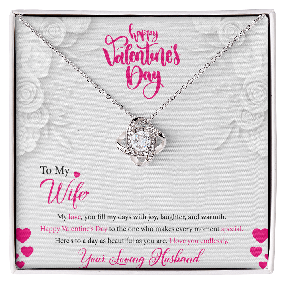 To My Wife, My Valentine, Valentines Day Gift For Wife, Love Knot Pendant Necklace, Love Knot Necklace with Message Card for Wife