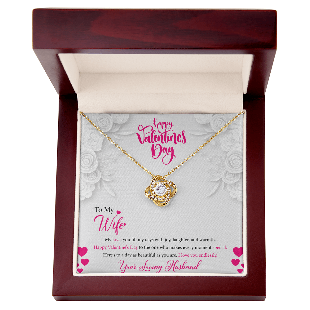 To My Wife, My Valentine, Valentines Day Gift For Wife, Love Knot Pendant Necklace, Love Knot Necklace with Message Card for Wife