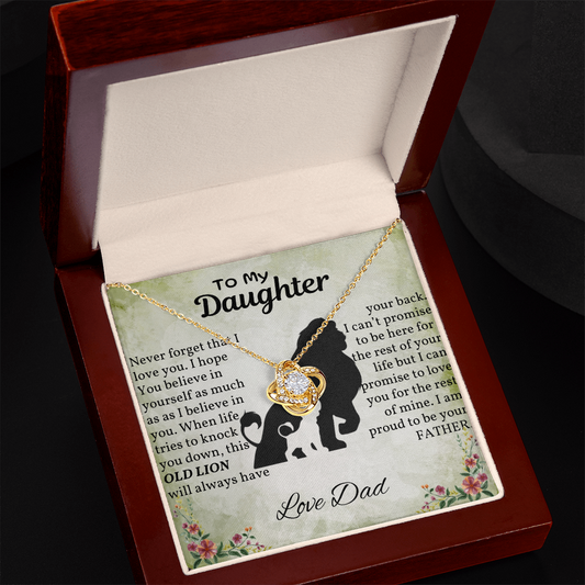 Gift for Daughter, Dad's Gift to Daughter, Necklace for Daughter, Love Knot Necklace, Gift for Daughter, Old Lions Message, Love Dad