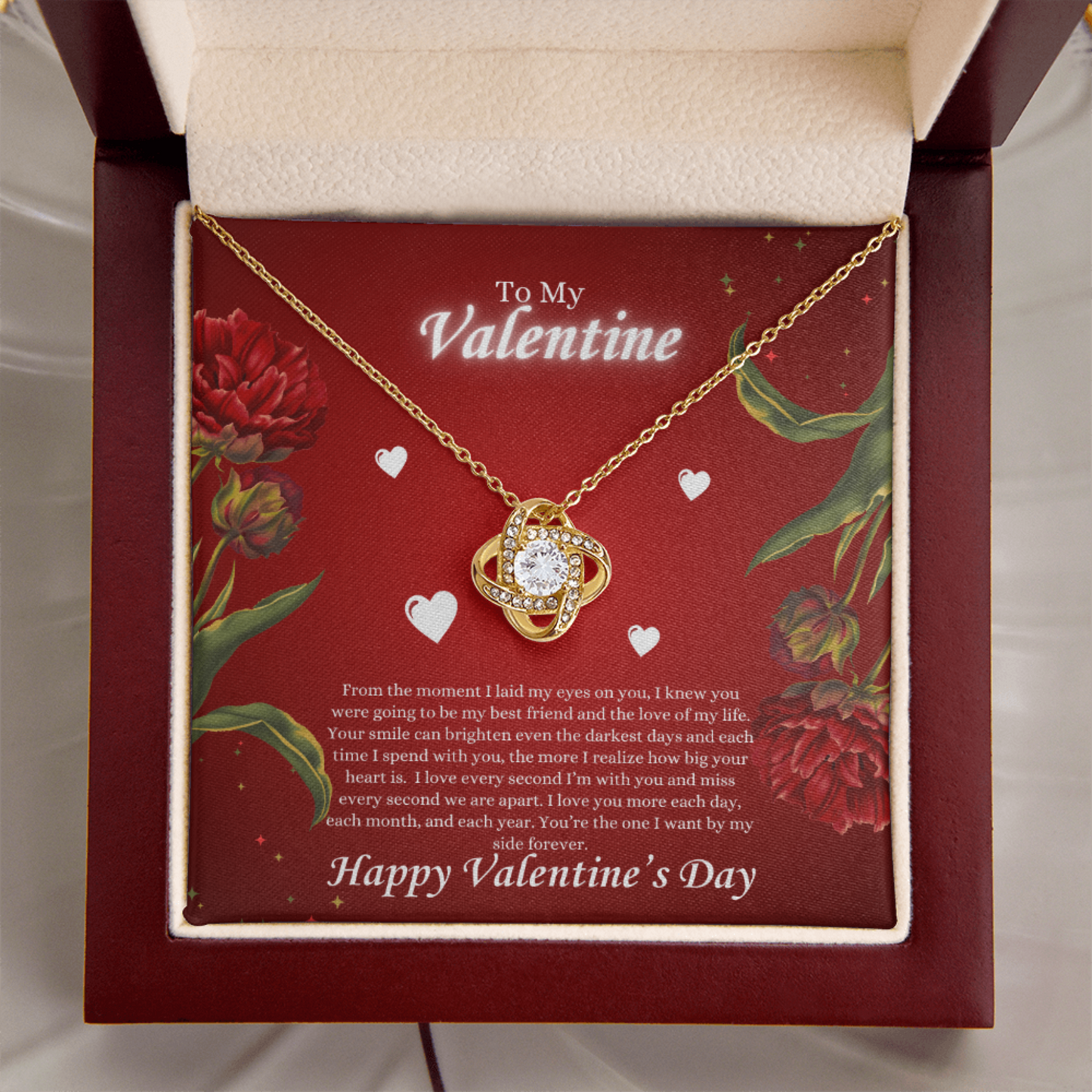 valentine necklace with message