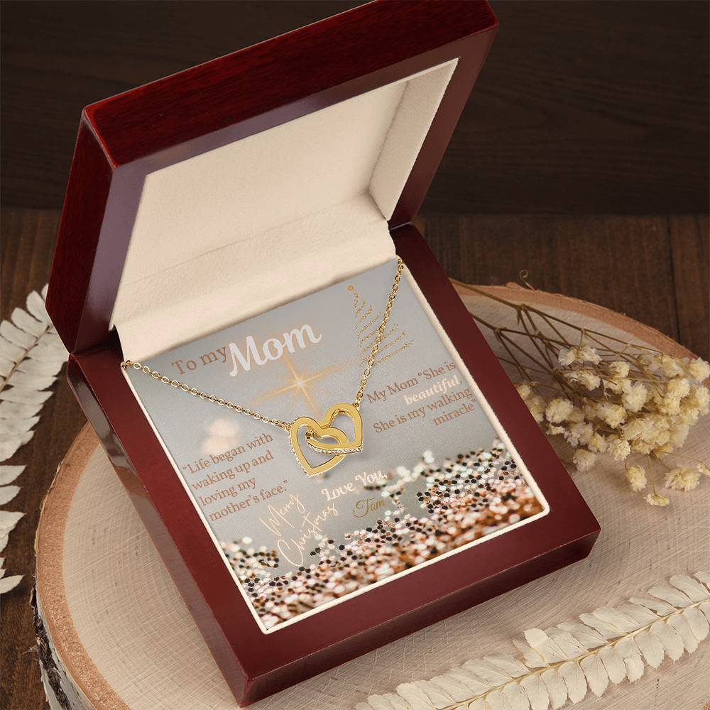 Gift for Mom, Christmas Gift From Son to Mom, Necklace with Message Card, Words from Son to Mom, My Mom is Beautiful, Personalized