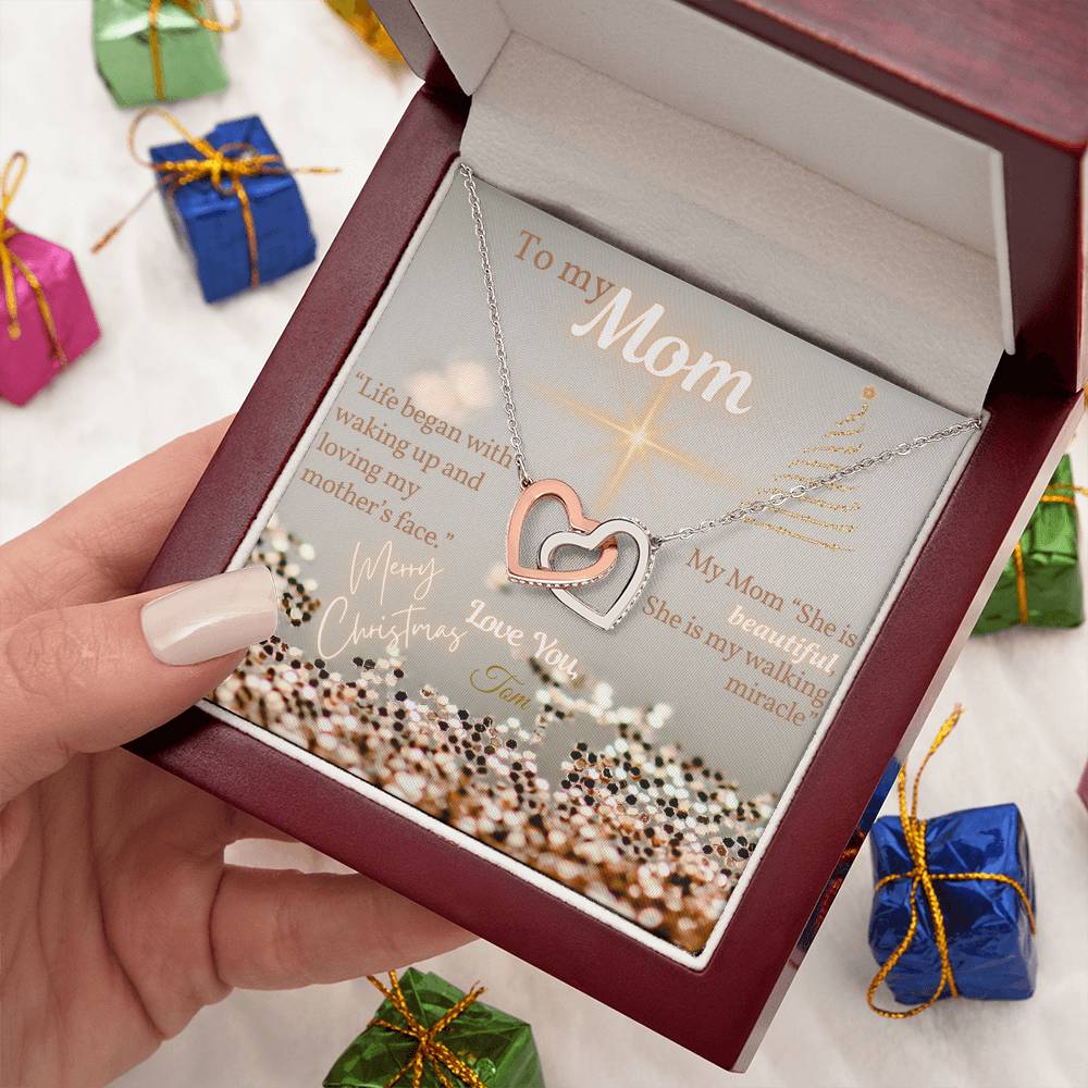 Gift for Mom, Christmas Gift From Son to Mom, Necklace with Message Card, Words from Son to Mom, My Mom is Beautiful, Personalized