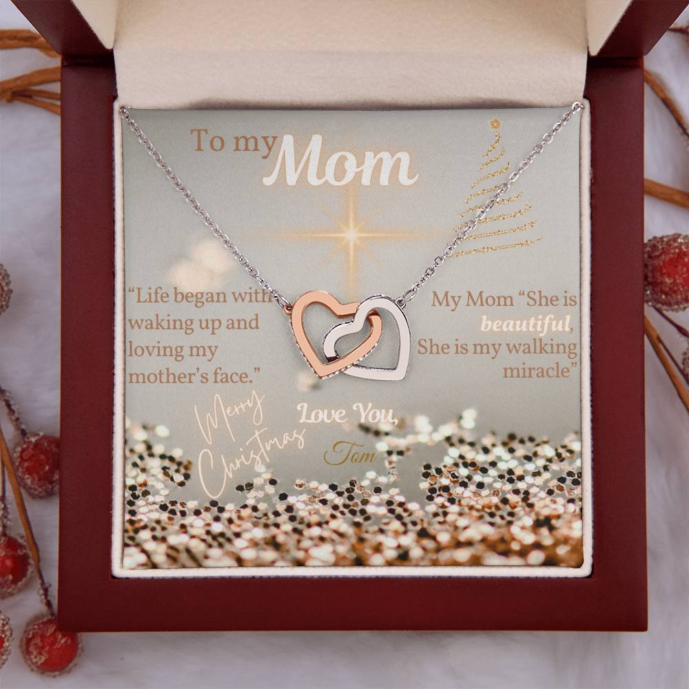 Gift for Mom, Christmas Gift From Son to Mom, Necklace with Message Card, Words from Son to Mom, My Mom is Beautiful, Personalized