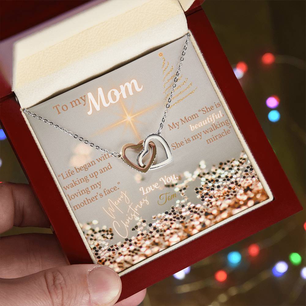 Gift for Mom, Christmas Gift From Son to Mom, Necklace with Message Card, Words from Son to Mom, My Mom is Beautiful, Personalized