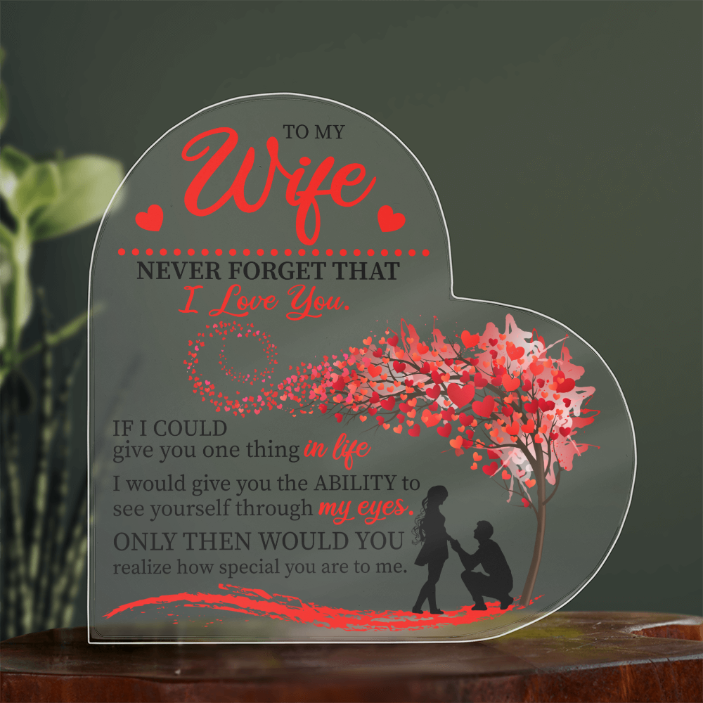 Keepsake for Wife, Valentine's Gift for Wife, Acrylic Heart with Loving Message