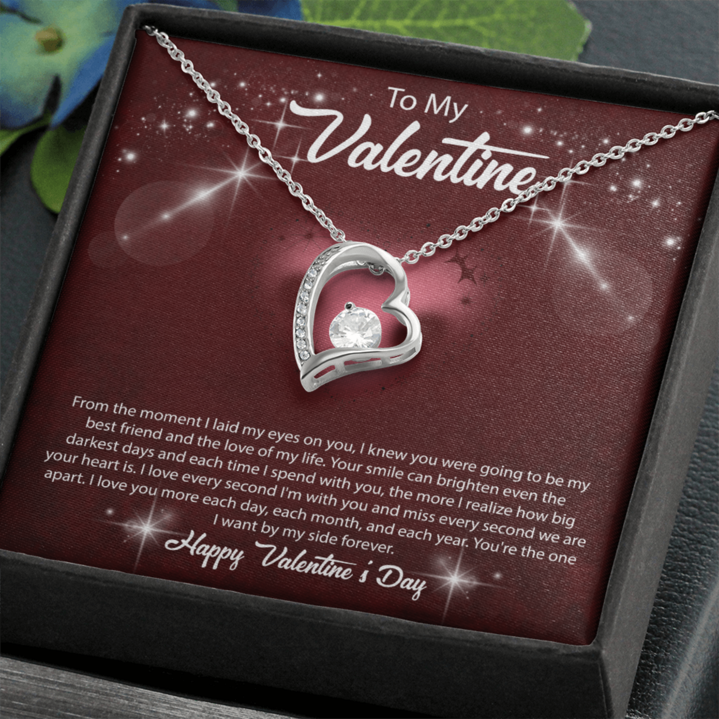 To My Valentine, Valentines Day Gift For Her, Gift For Girlfriend, Heart Pendant Necklace, Jewelry Gift, Message Card Gifts